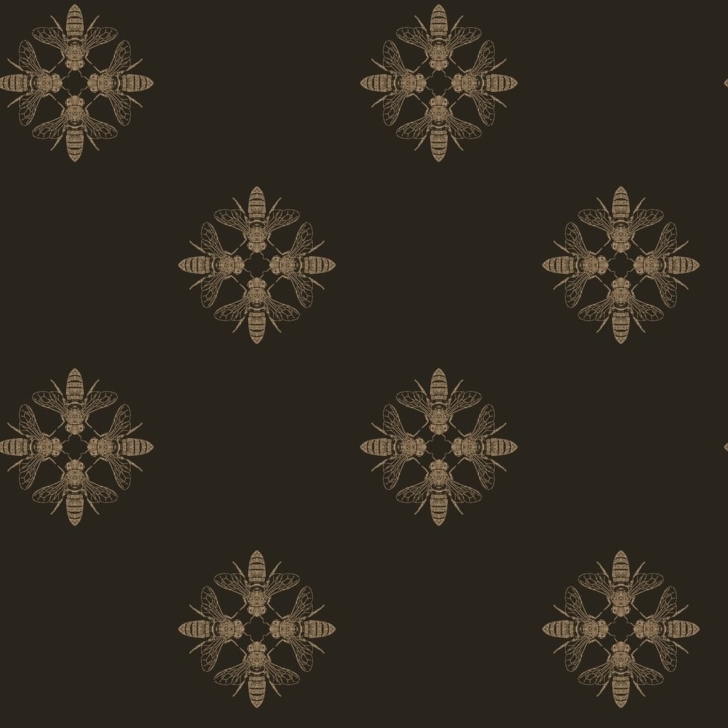 Honey Bee Wallpaper, 20.5 in. x 33 ft. = 56 sq.ft, in Gold/Black