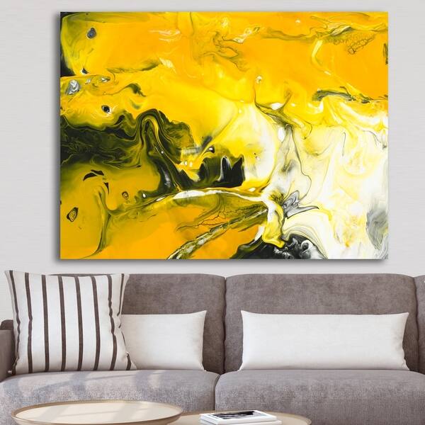 Shop Designart Yellow Acrylic Marble Modern Contemporary