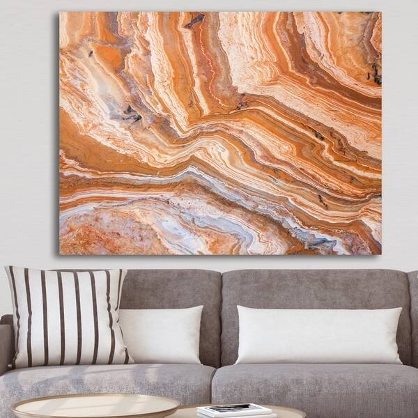 Shop Designart Marbled Detail Of Colourful Rock Abstract Premium Canvas Wall Art Orange Overstock 26036182