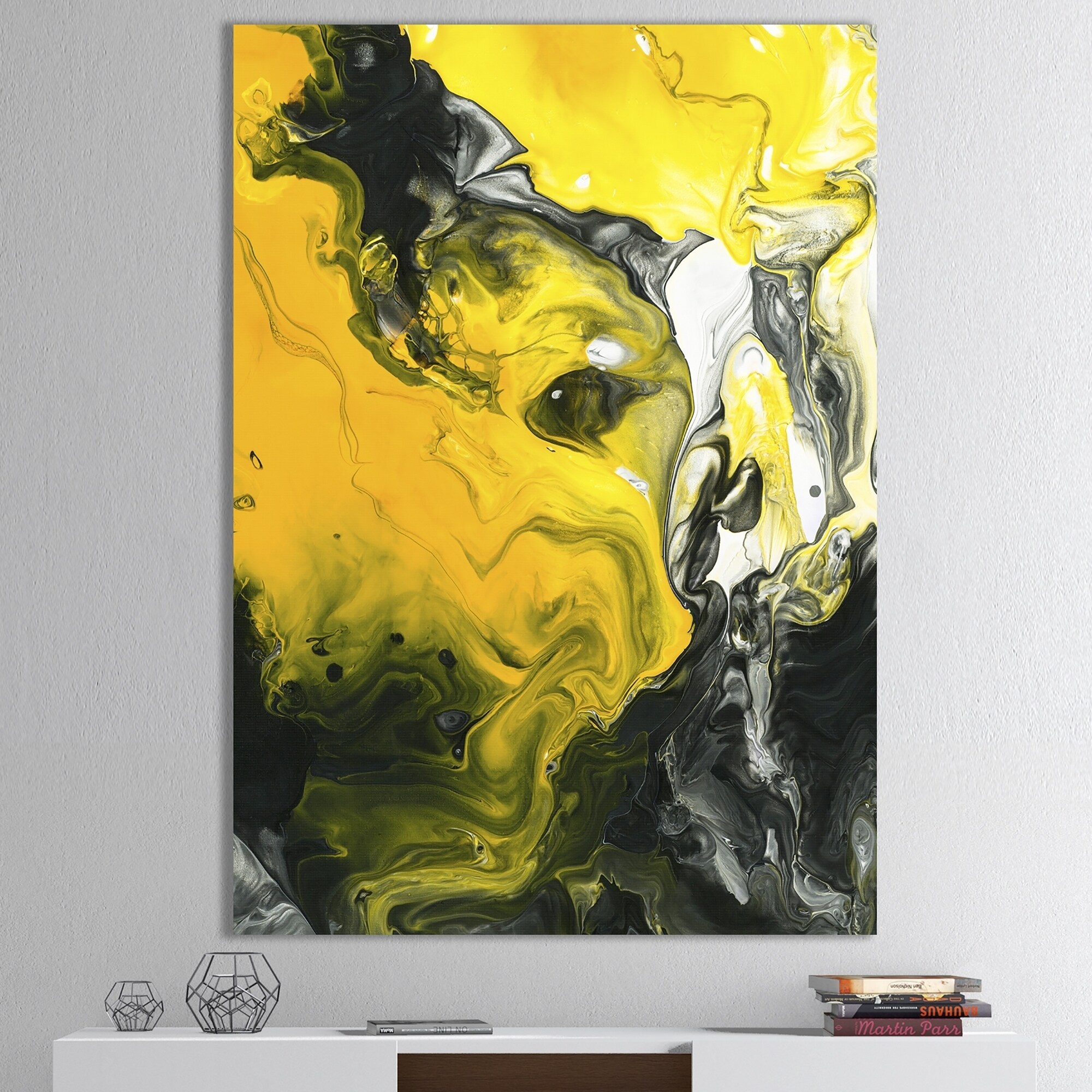 Shop Designart Acrylic Marble With Yellow And Black Modern