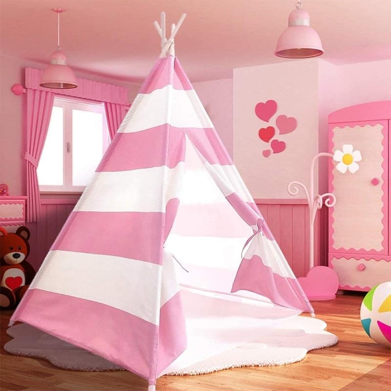 Modern Home Children's Canvas Tepee Set with Travel Case