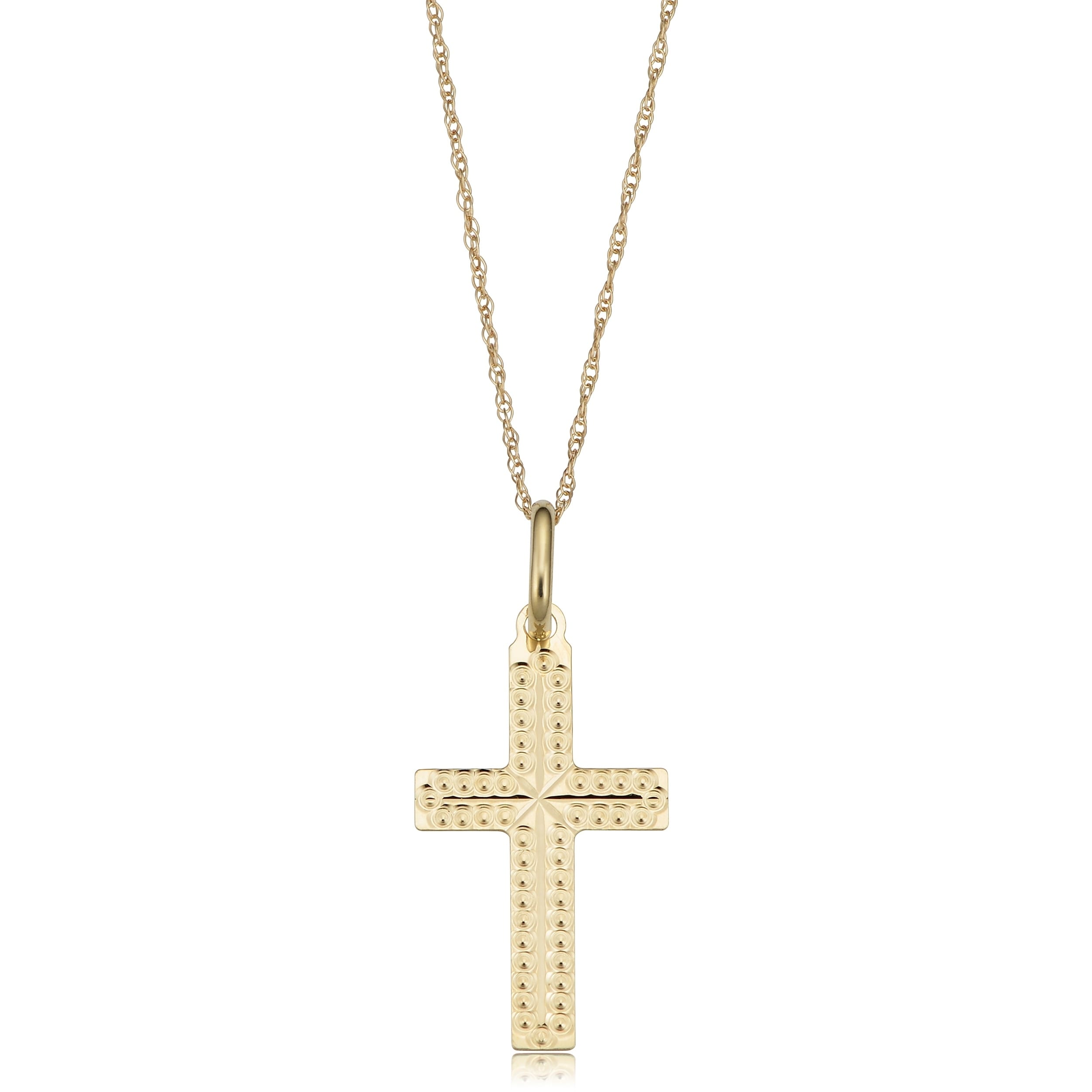 14k Yellow Gold Diamond-cut Crucifix Pendant