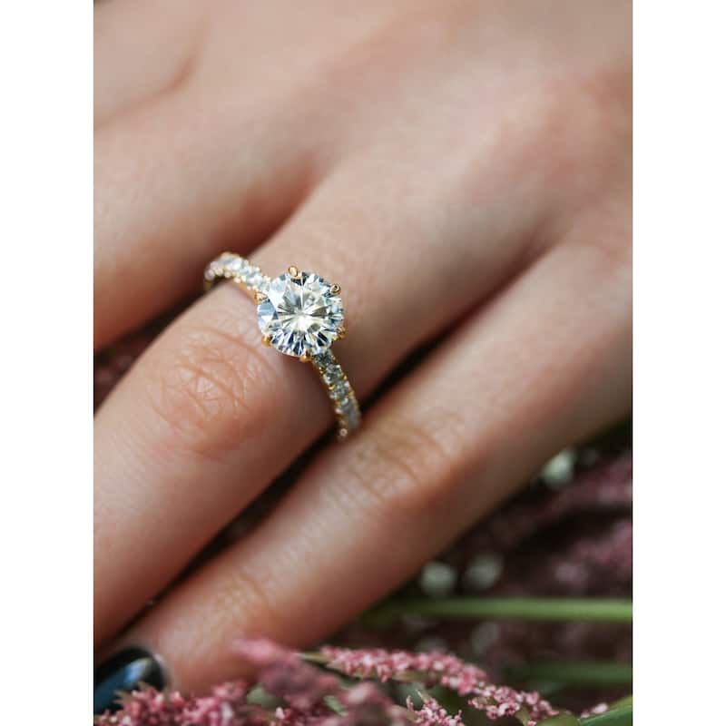 Annello by Kobelli Solid 14k Gold 2-2/5ct.tw 6-Prong Classic Engagement Ring (HI/VS, DF/VS)