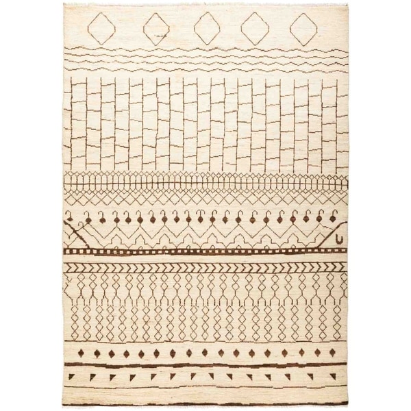 Moroccan, Hand Knotted Area Rug - 6' 3" x 8' 10" - 6'3" x 8'10"