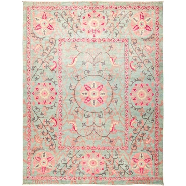 Suzani, Hand Knotted Area Rug - 9' 1" x 11' 10" - 9'1" x 11'10"