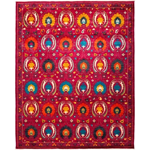 Suzani, Hand Knotted Area Rug - 8' 3" x 10' 1" - 8'3" x 10'1"