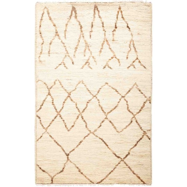 Moroccan, Hand Knotted Area Rug - 3' 1" x 4' 10" - 3'1" x 4'10"