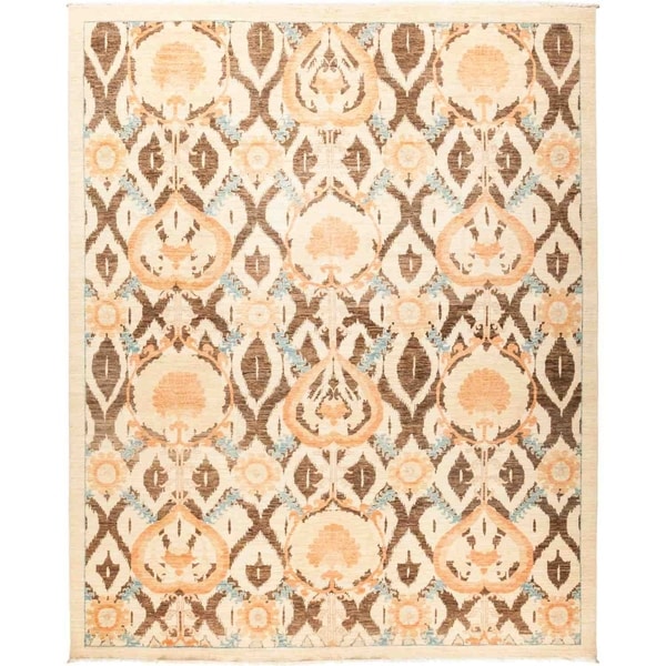 Suzani, Hand Knotted Area Rug - 9' 0" x 11' 2" - 9' x 11'2"