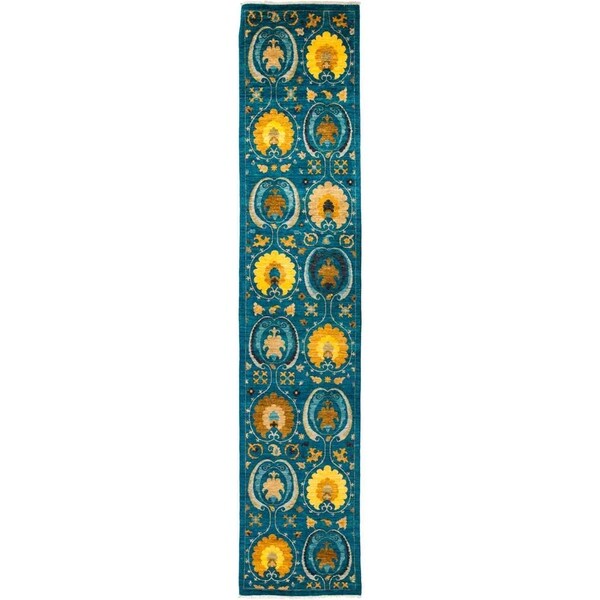 Suzani, Hand Knotted Area Rug - 2' 6" x 12' 10" - 2'6" x 12'10" Runner