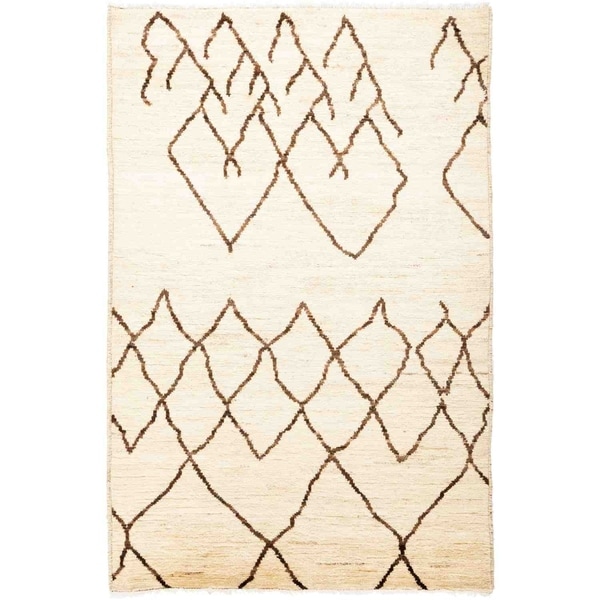 Moroccan, Hand Knotted Area Rug - 4' 1" x 6' 1" - 4'1" x 6'1"