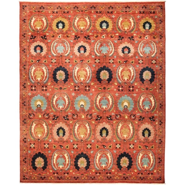 Suzani, Hand Knotted Area Rug - 8' 2" x 10' 2" - 8'2" x 10'2"