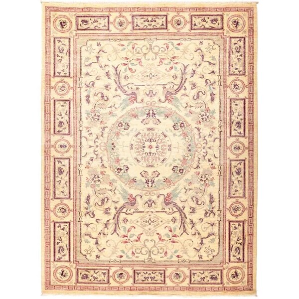 Suzani, Hand Knotted Area Rug - 6' 3" x 8' 9" - 6'3" x 8'9"