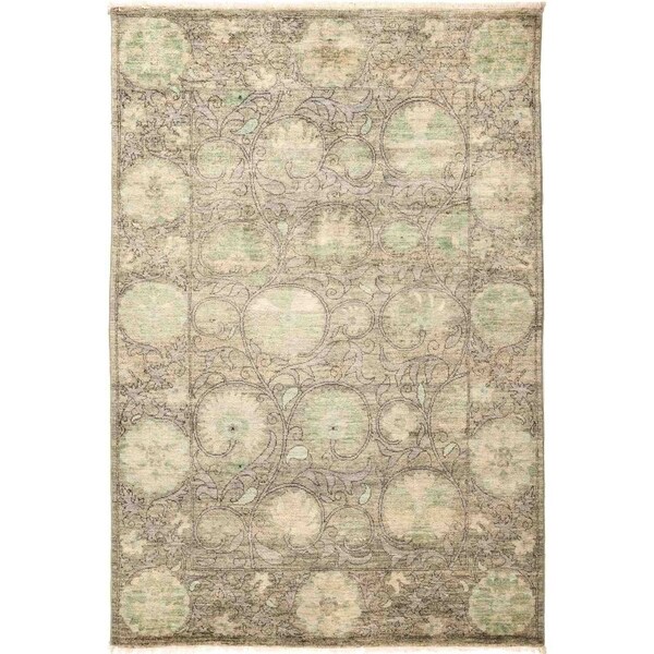 Suzani, Hand Knotted Area Rug - 4' 4" x 6' 3" - 4'4" x 6'3"