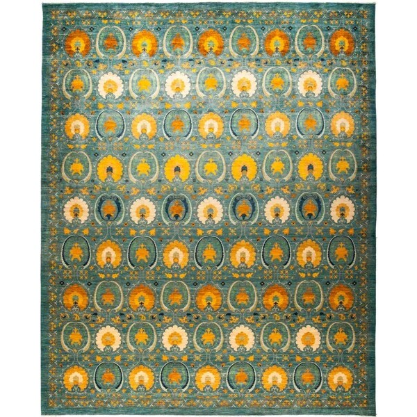 Suzani, Hand Knotted Area Rug - 12' 2" x 15' 1" - 12'2" x 15'1"