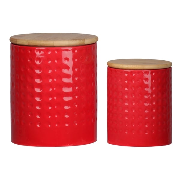 UTC50942 Dolomite Round Canister with Wooden Lid and Engraved Dotted