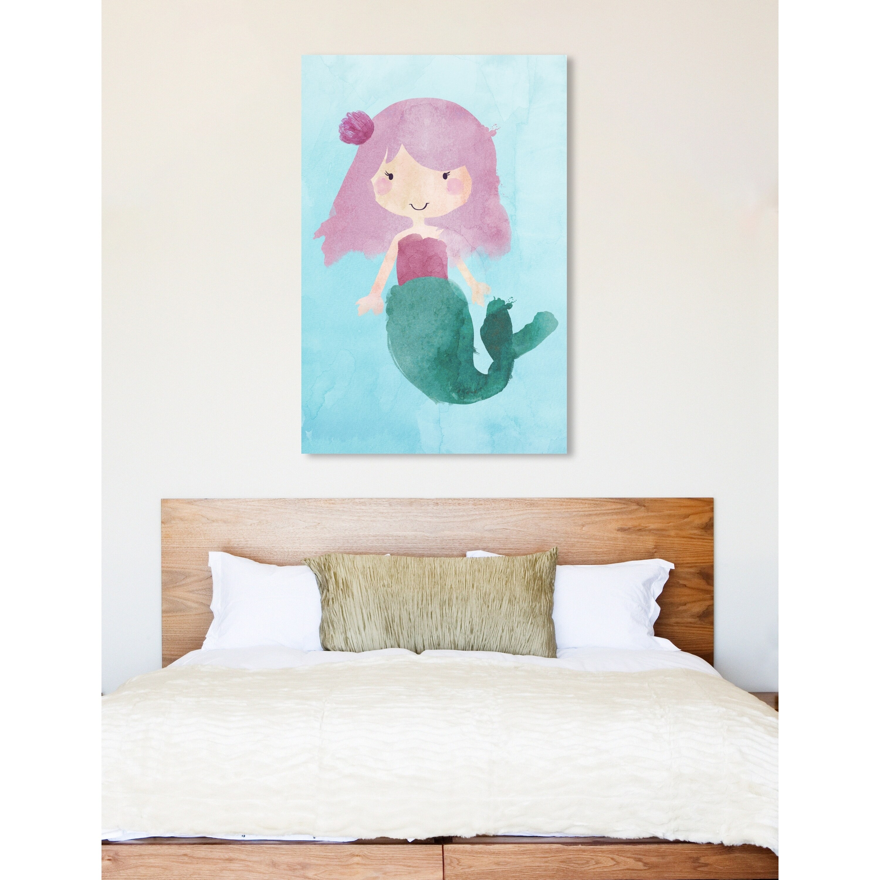 Oliver Gal Tiny Mermaid Watercolor Fantasy And Sci Fi Wall Art Canvas Print Blue Purple