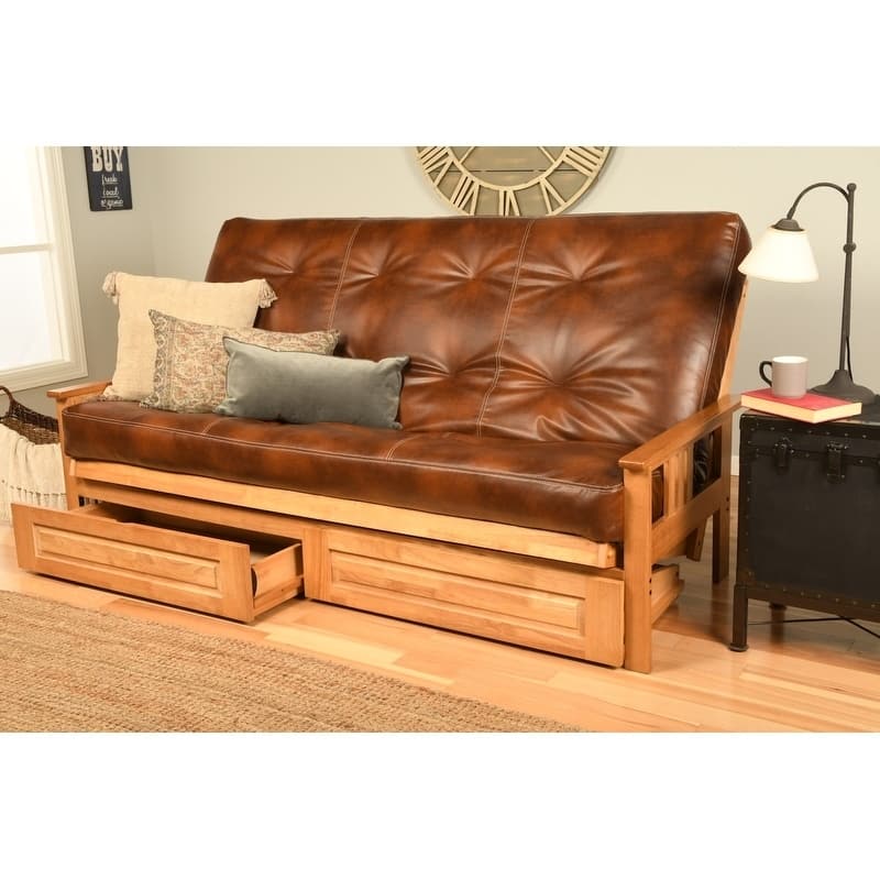 Copper Grove Cloud Queen-sizeStorage Futon Set with Butternut Finish - Saddle