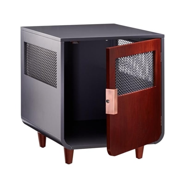 grey wooden dog crate