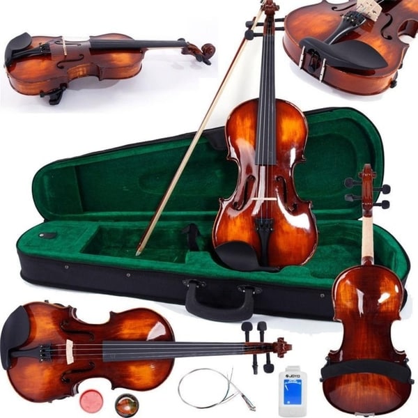 Glarry Antique Wood Violin with Accessories Pack