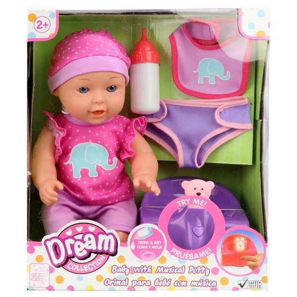Dream Collection 12" Baby Doll with Musical Potty - Pink. Opens flyout.