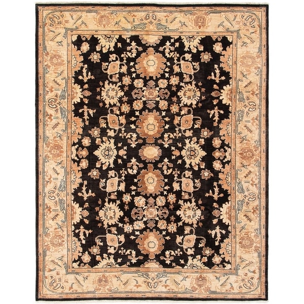 eCarpetGallery Hand-knotted Chobi Finest Black Wool Rug - 7'10 x 10'0