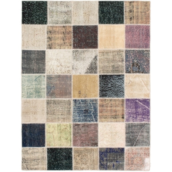 eCarpetGallery Hand-knotted Color Transition Patch Grey Wool Rug - 4'9 x 6'7