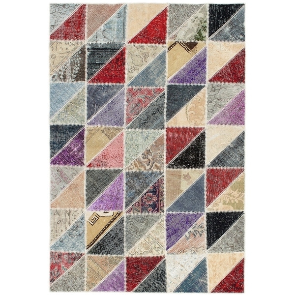 eCarpetGallery Hand-knotted Color Transition Patch Grey Wool Rug - 4'6 x 6'9
