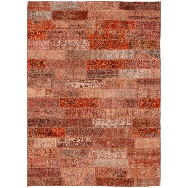 eCarpetGallery Hand-knotted Color Transition Patch Copper Wool Rug - 5'7 x 8'10