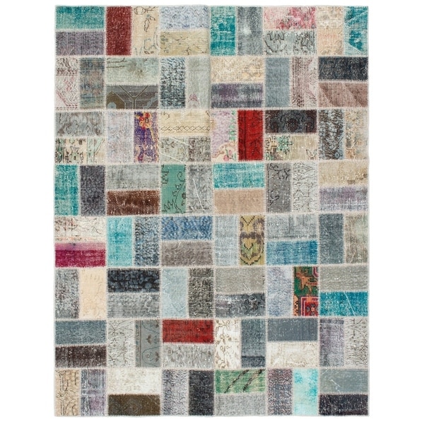 eCarpetGallery Hand-knotted Color Transition Patch Grey Wool Rug - 5'9 x 7'7