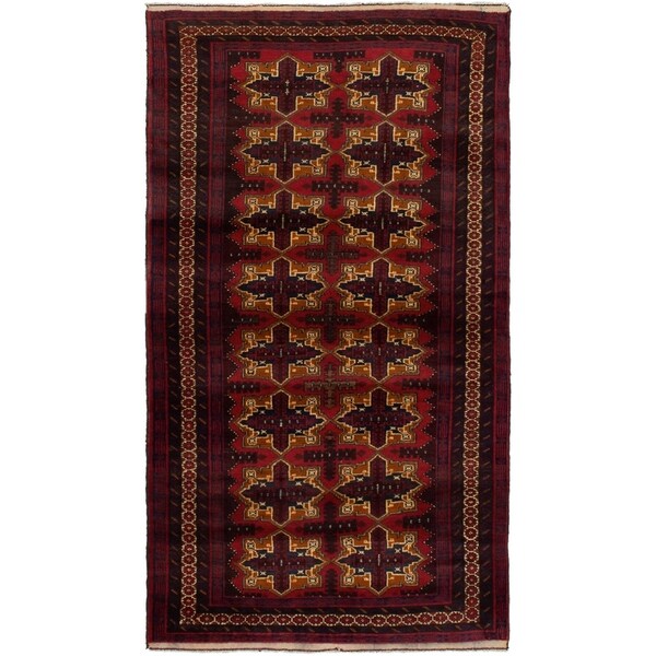 eCarpetGallery Hand-knotted Rizbaft Dark Copper, Dark Red Wool Rug - 3'5 x 6'5