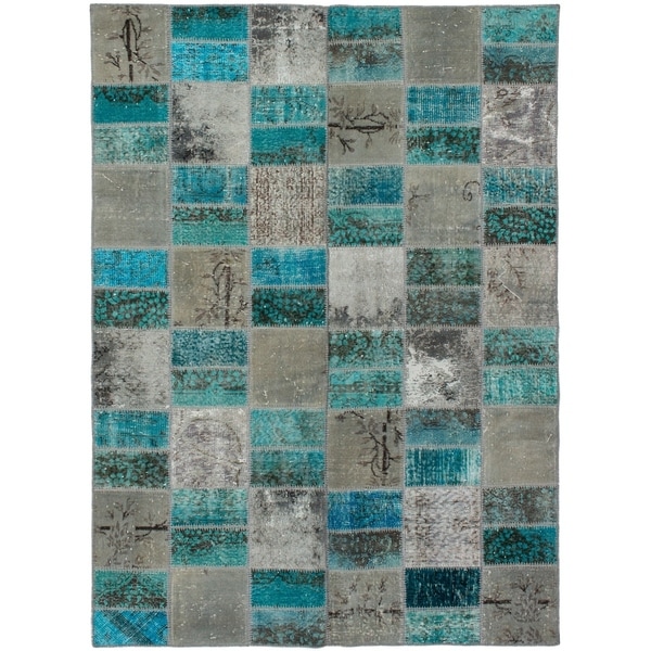 eCarpetGallery Hand-knotted Color Transition Patch Grey, Wool Rug - 5'7 x 7'8