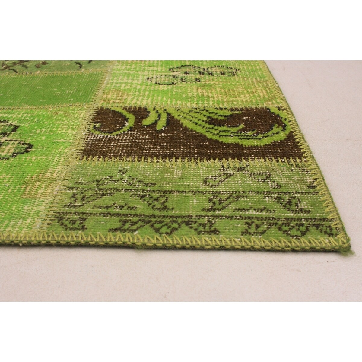 Shop Ecarpetgallery Hand Knotted Color Transition Patch Green Wool