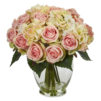 Rose and Hydrangea Bouquet Artificial Arrangement