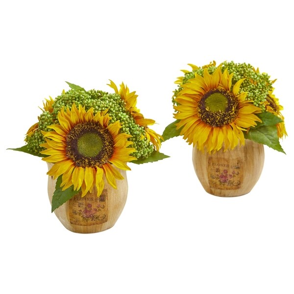 Nearly Natural Sunflower Artificial Arrangement (Set of 2)