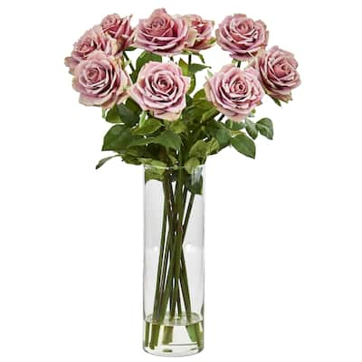 Rose Artificial Arrangement in Cylinder Vase