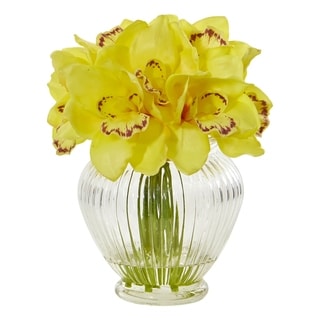 Cymbidium Orchid Artificial Arrangement In Glass Vase - Bed Bath 