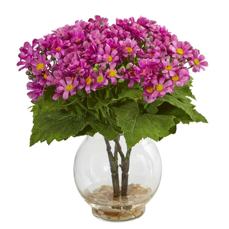 Daisy Artificial Arrangement in Fluted Vase - N/A