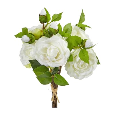 11" Camellia Artificial Flower Bouquet (Set of 4)