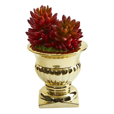 Succulent Artificial Plant in Gold Urn