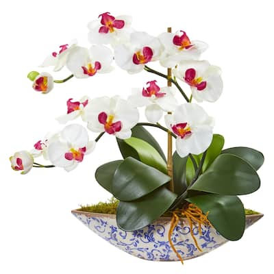 Phalaenopsis Orchid Artificial Arrangement in Vase