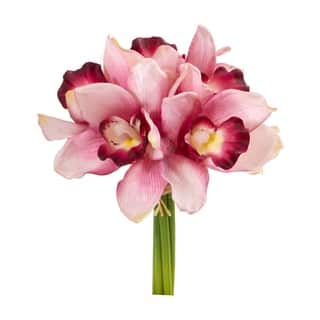 9" Cymbidium Orchid Artificial Flower Bundle (Set of 6)