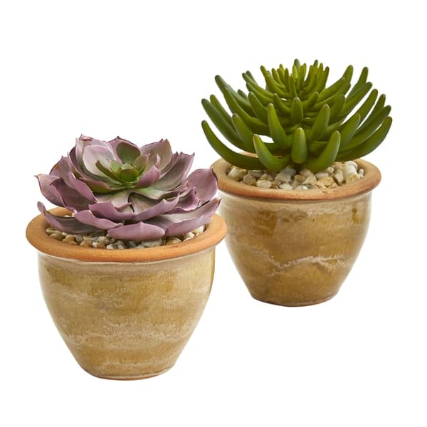 Nearly Natural 10 Cactus Succulent Artificial Plant in Planter, Green