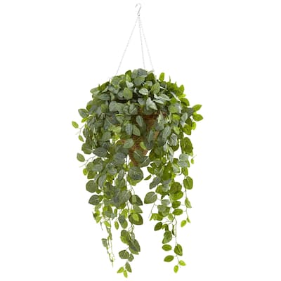 Nearly Natural Fittonia Real Touch Artificial Plant in Hanging Cone ...