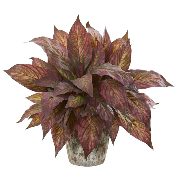 Nearly Natural Musa Leaf Artificial Plant in Weathered Oak Planter