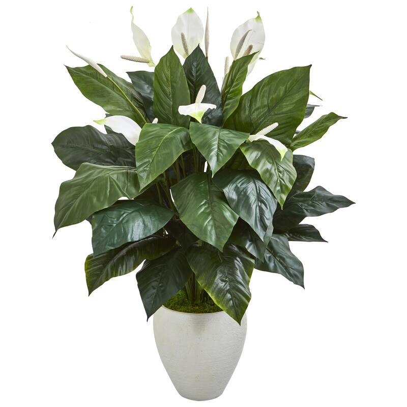 49" Elegant Spathifyllum Artificial Plant in White Planter