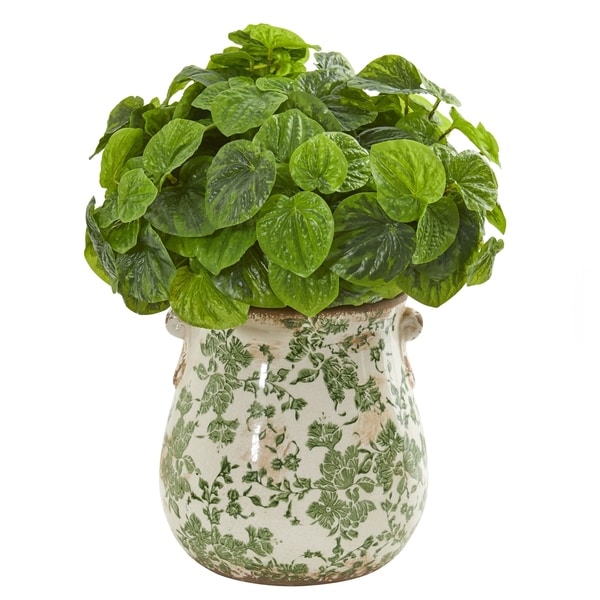 Nearly Natural Real Touch Peperomia Artificial Plant in Floral Vase
