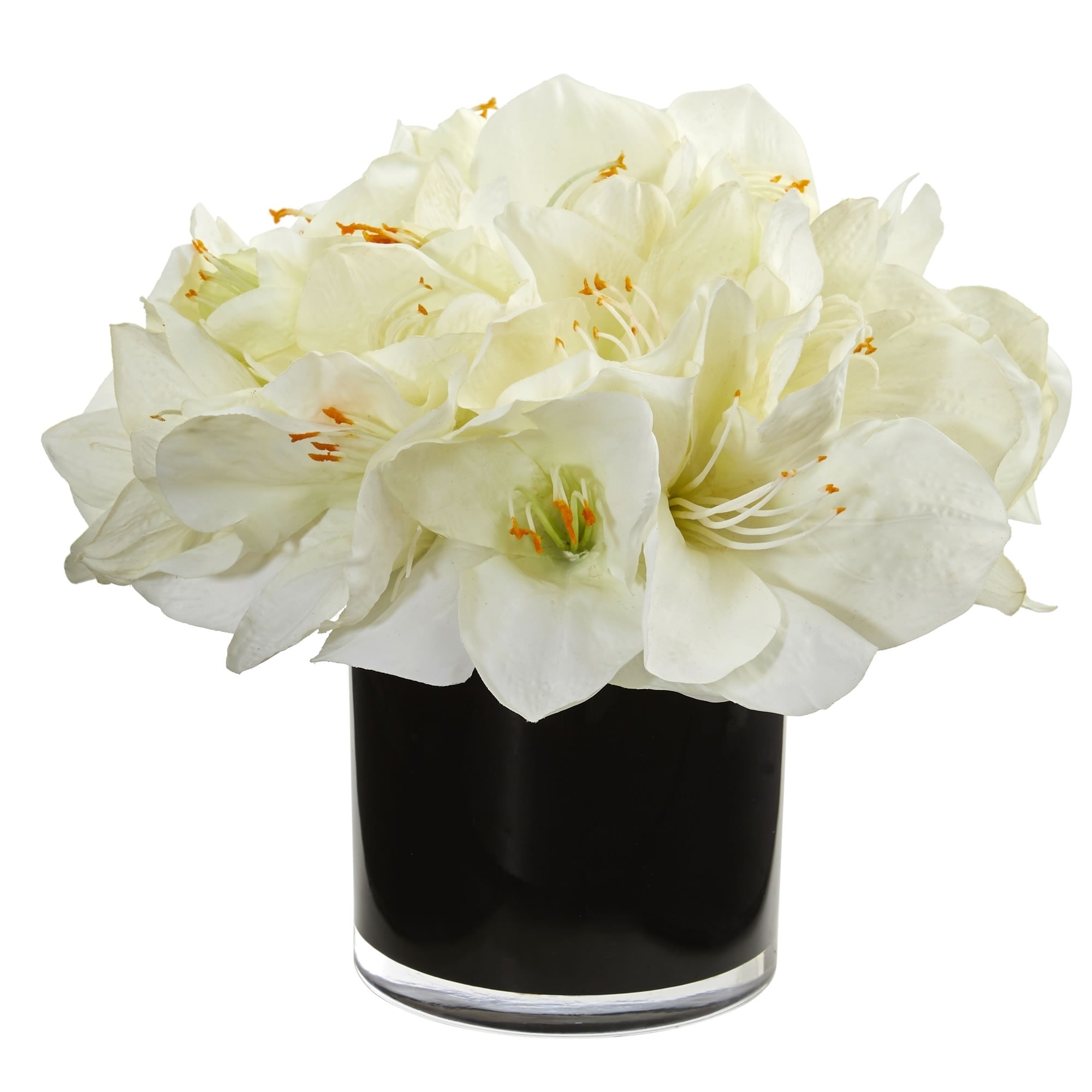 Shop Nearly Natural Black White Amaryllis Artificial Arrangement