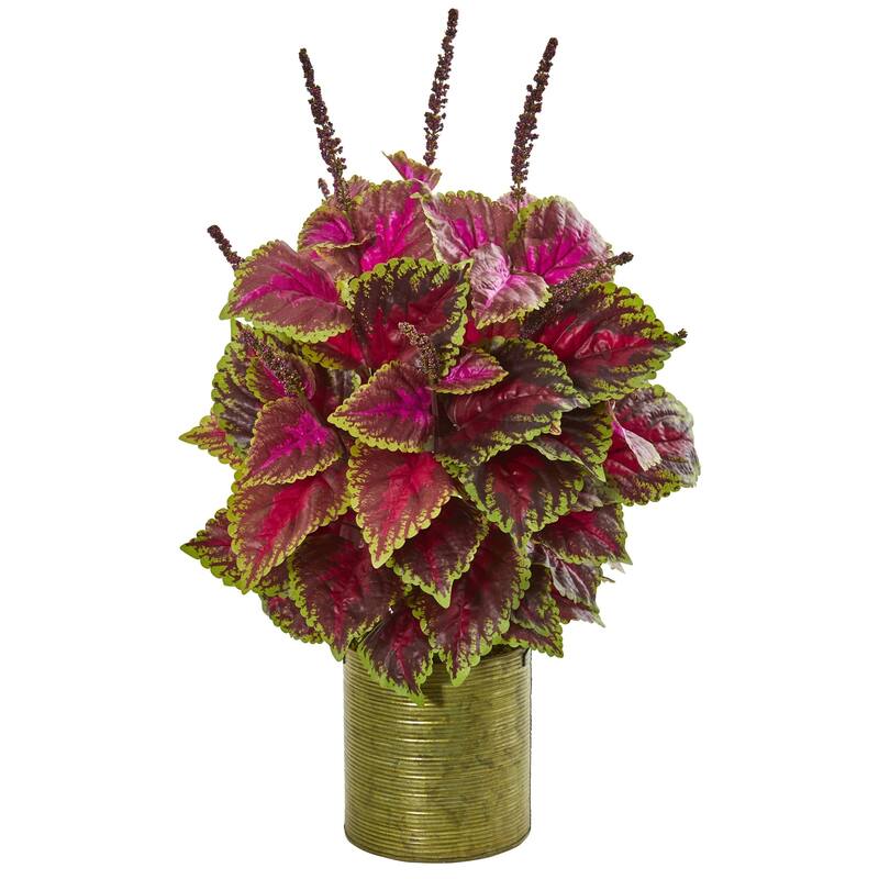 24" Coleus Artificial Plant in Green Planter
