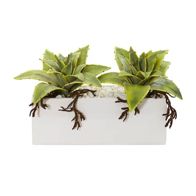 Succulent Artificial Plant in White Ceramic Vase