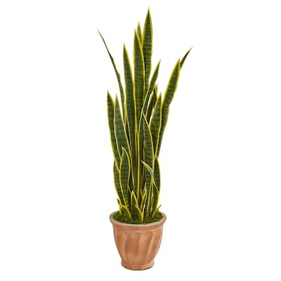 50" Sansevieria Artificial Plant in Terra Cotta Planter